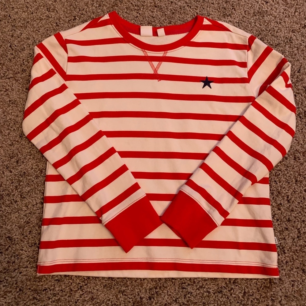 Gap Kids Red and White Striped Top with Navy Star Detail. Like New, Size 10/L